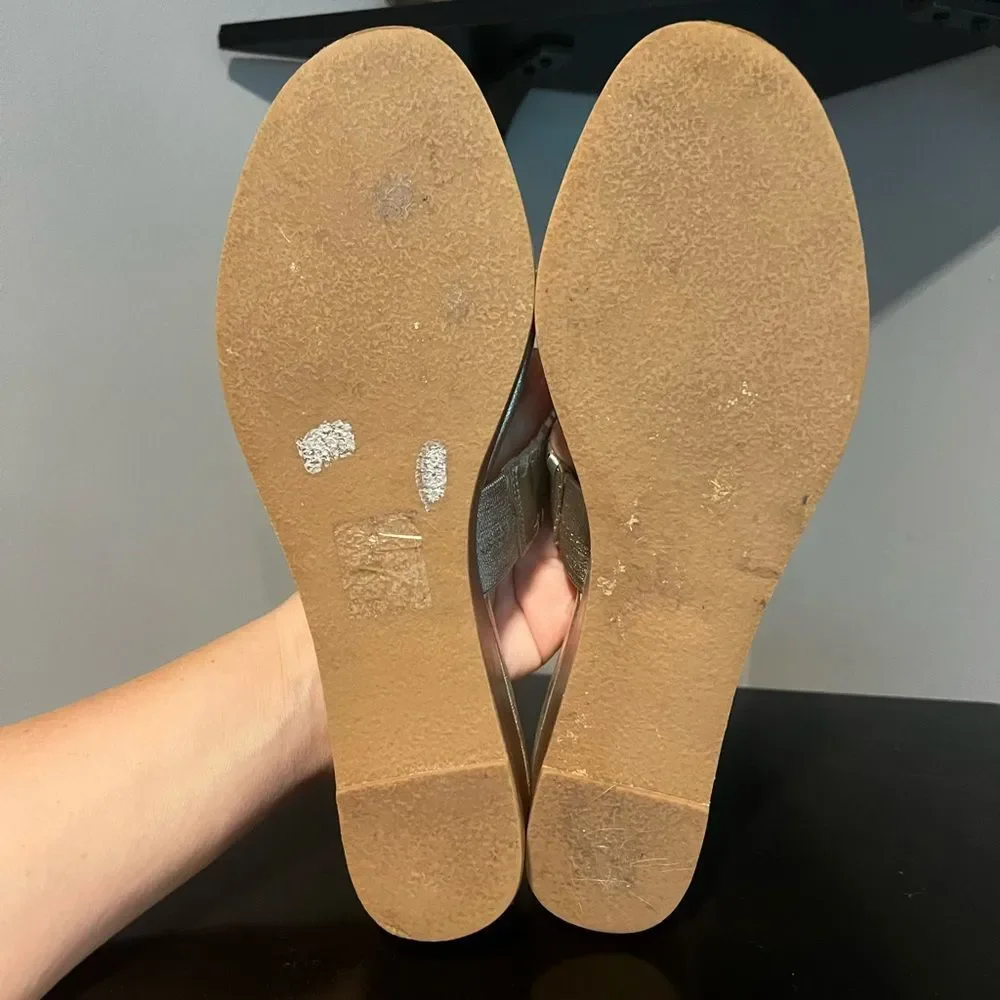 Jack Rogers Stacked Mid Wedge Platinum Platforms